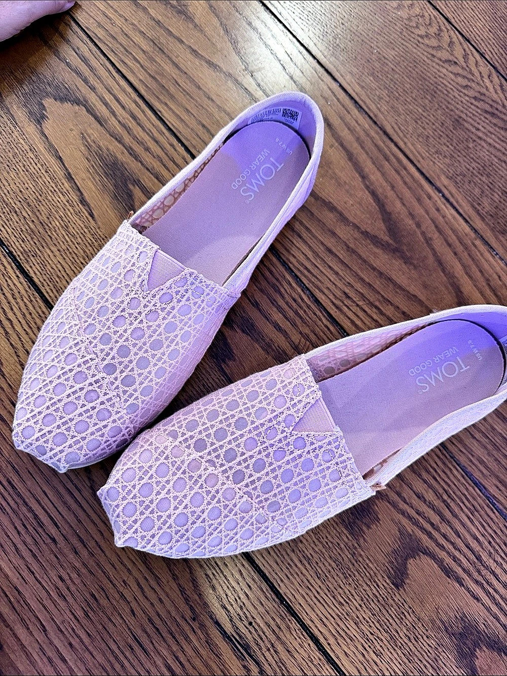 TOMS Alpargata Crochet Slip-On Flat Pink